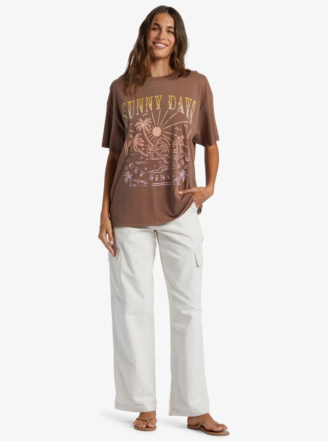 Sunny Days Oversized Boyfriend T-Shirt - Root Beer