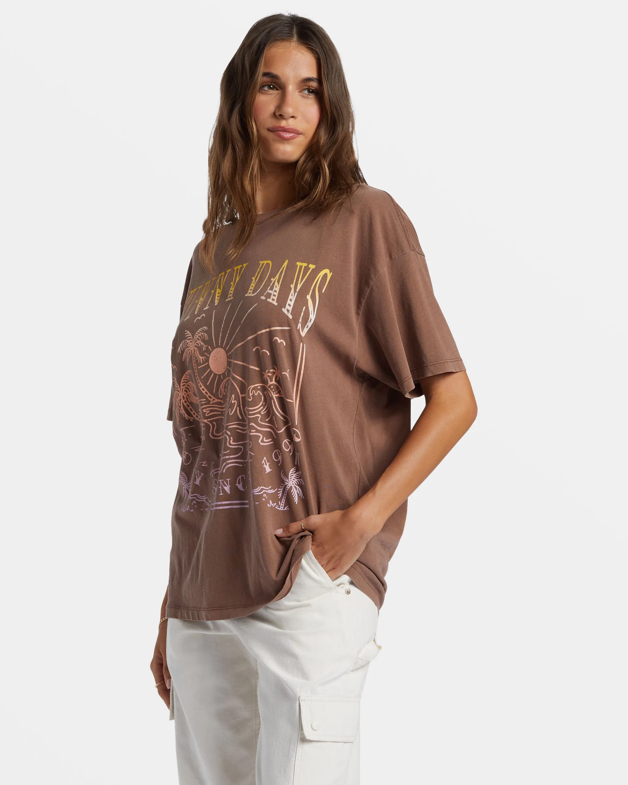 Sunny Days Oversized Boyfriend T-Shirt - Root Beer