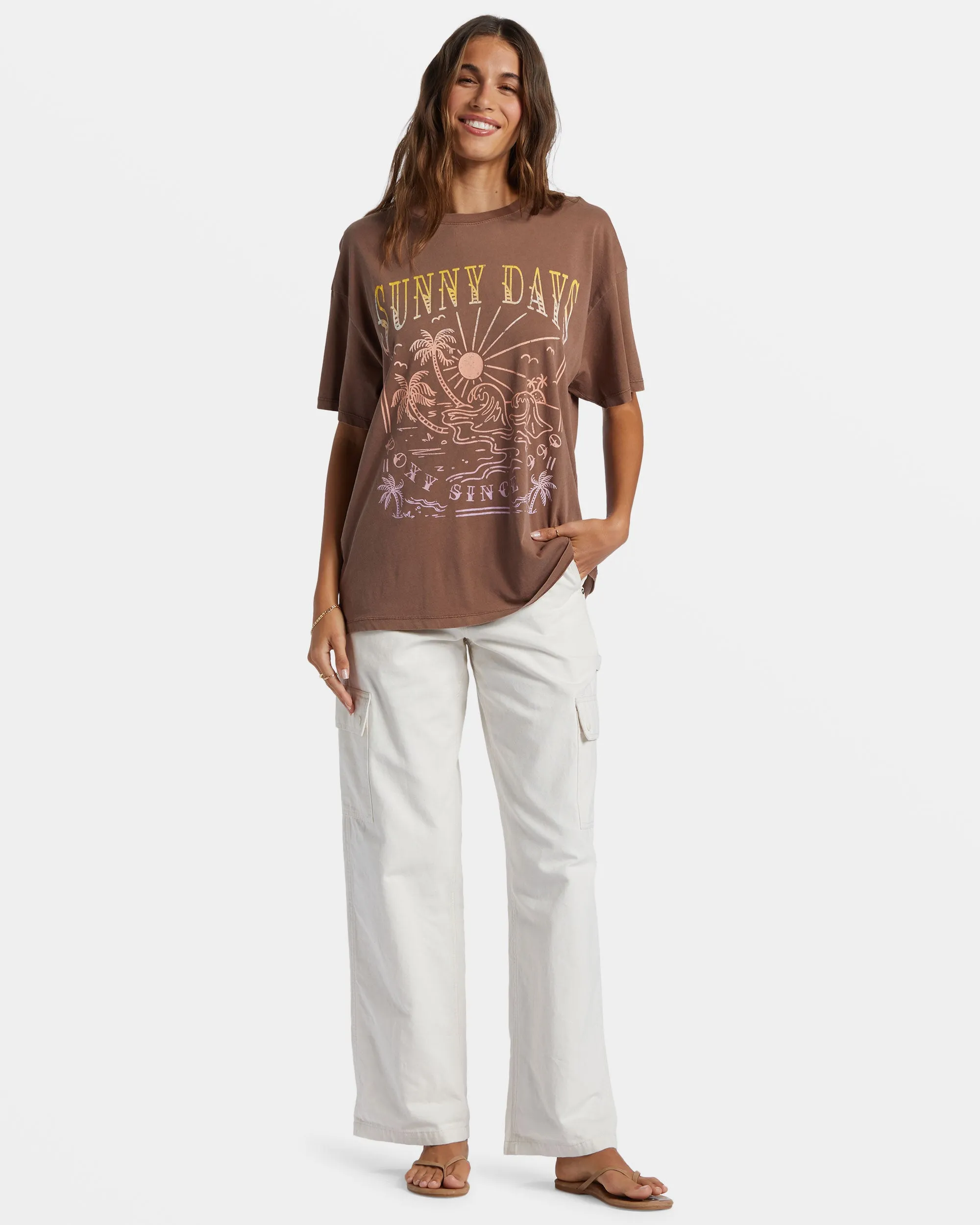 Sunny Days Oversized Boyfriend T-Shirt - Root Beer