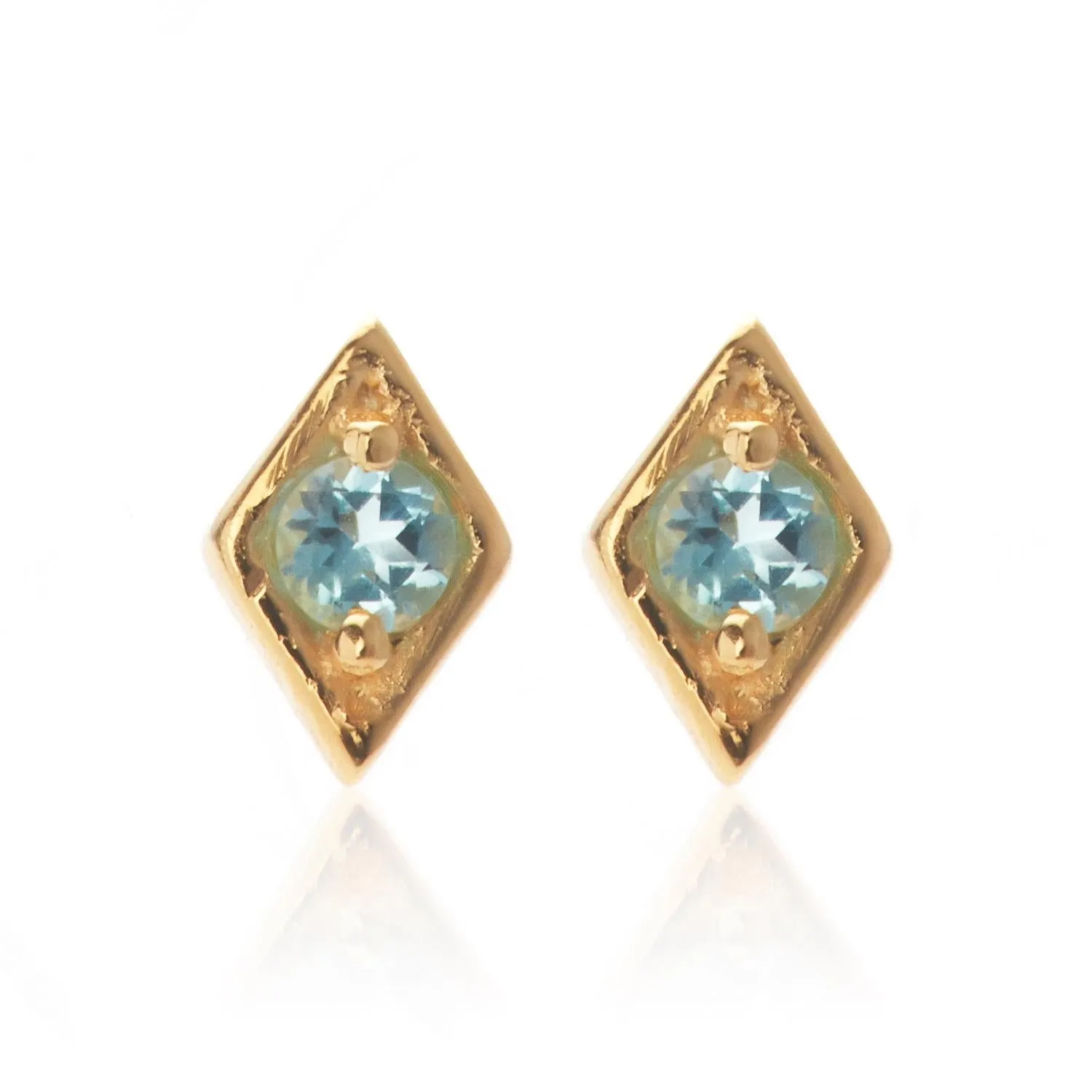 Superfine / Earrings / Keepsake Studs / Blue Topaz   Gold