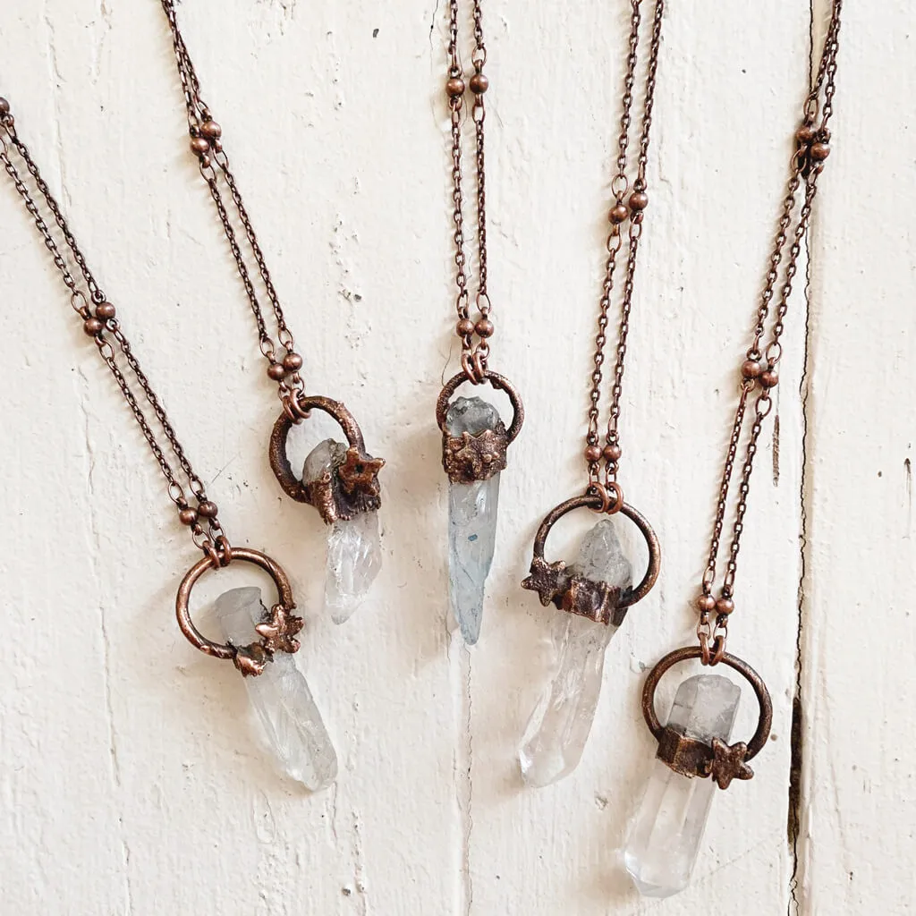 synchronicity II // copper electroformed quartz crystal pendant necklace