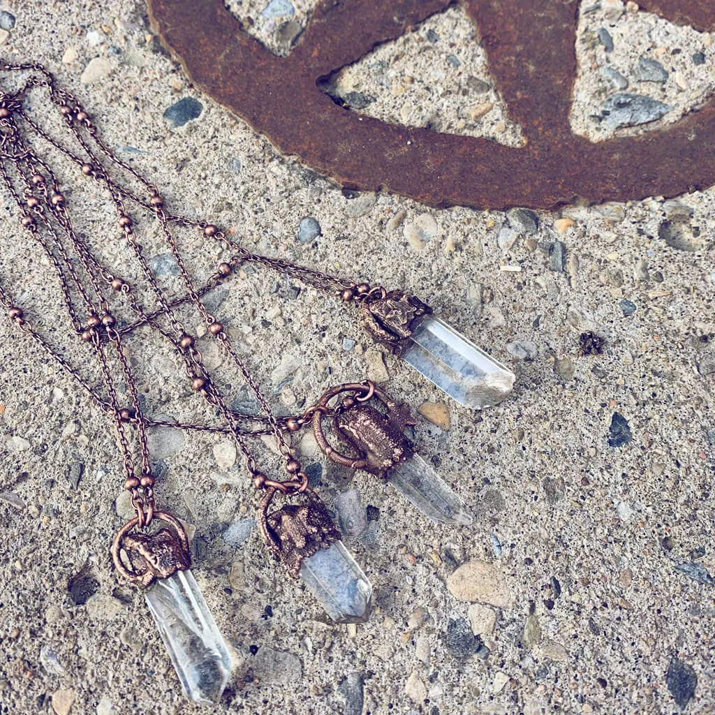 synchronicity II // copper electroformed quartz crystal pendant necklace