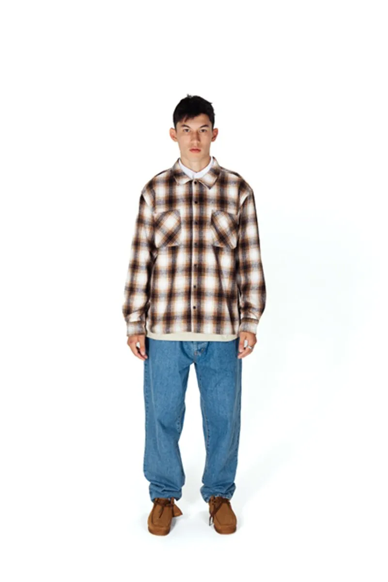 Taikan Heavyweight Plaid Shirt-Brown