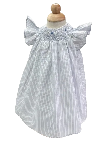 Tartine et Chocolat Blue Lavande Striped Embroidered Smocked Dress Newborn