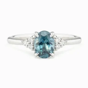 Teresa Ring 1.27ct Teal Blue Montana Sapphire, 14k White Gold (One of a kind)