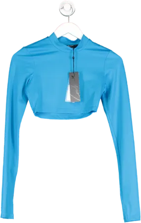 The Couture Club Blue Embroidered Long Sleeve Fitted Top UK 6