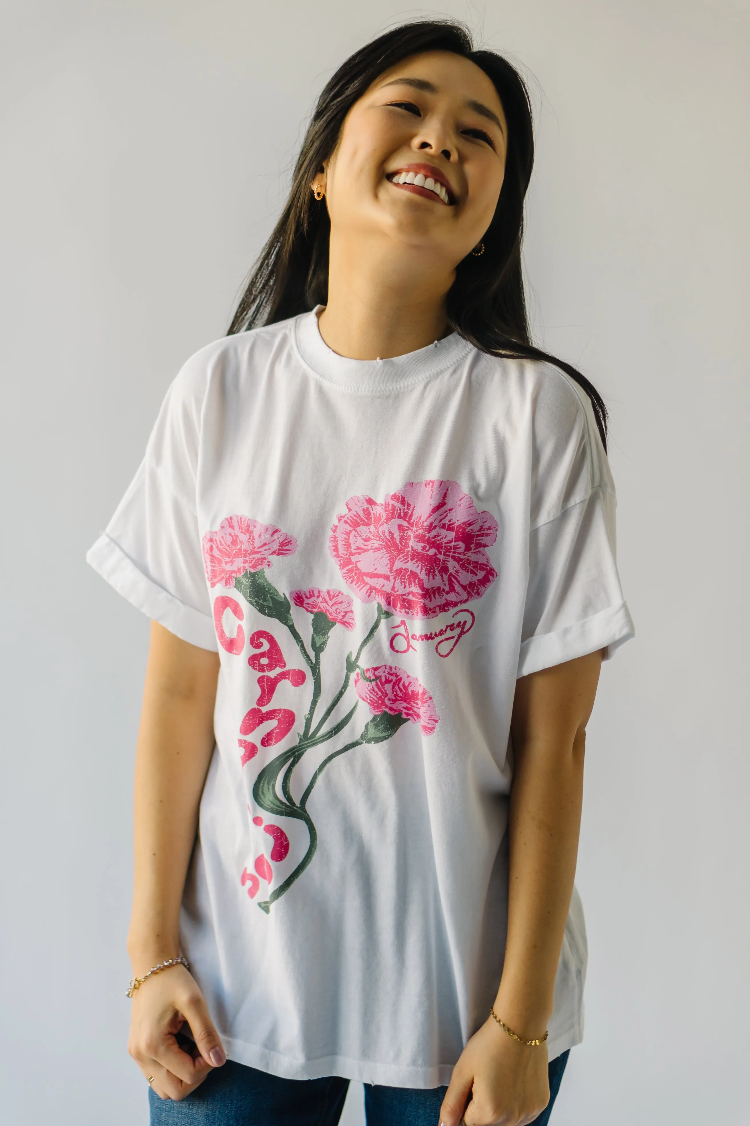 The January Carnation Tee in Vintage White