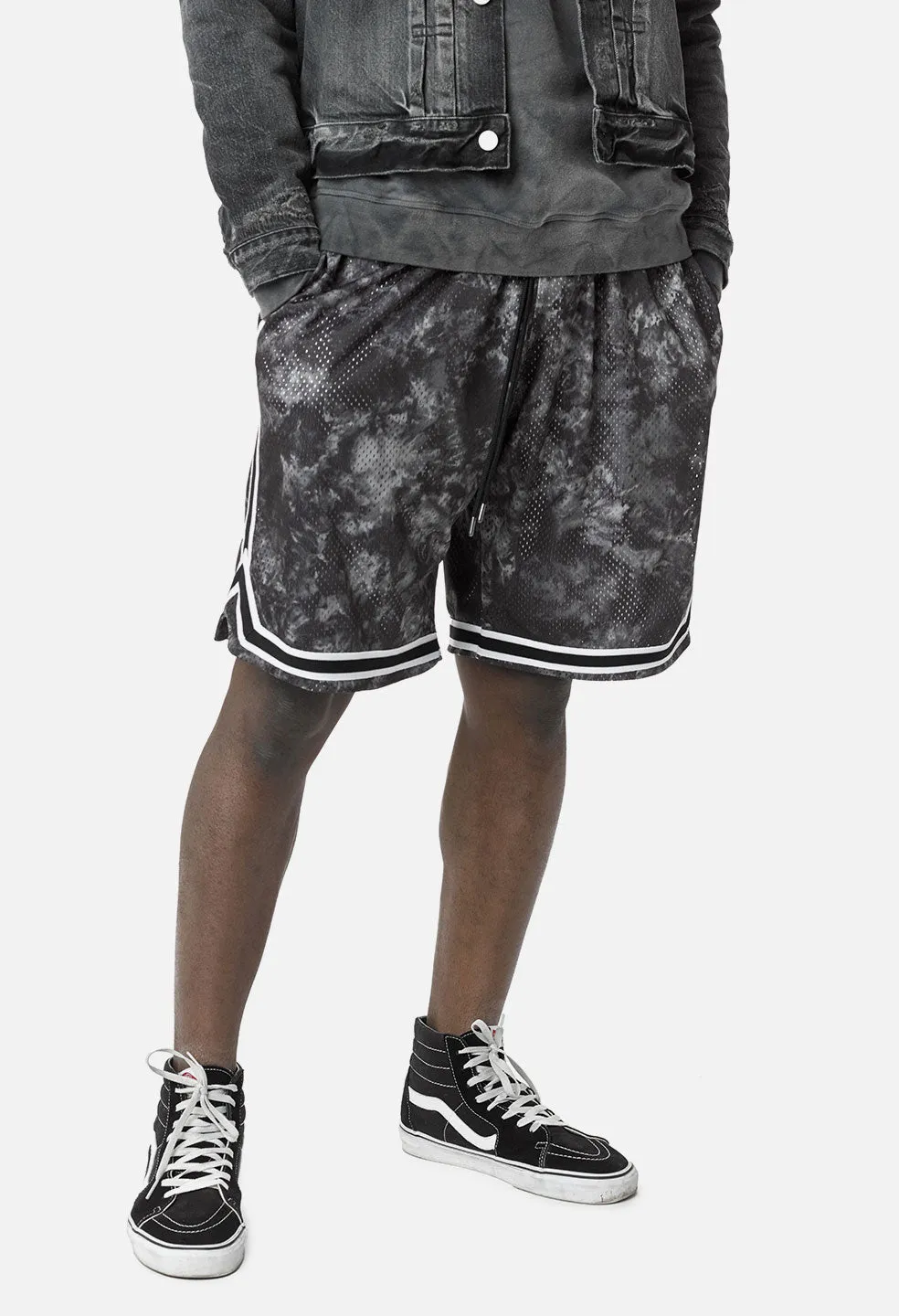 Tie Dye Basketball Shorts / Black x Charcoal