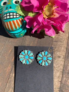 Turquoise Flower Cluster Earrings #6