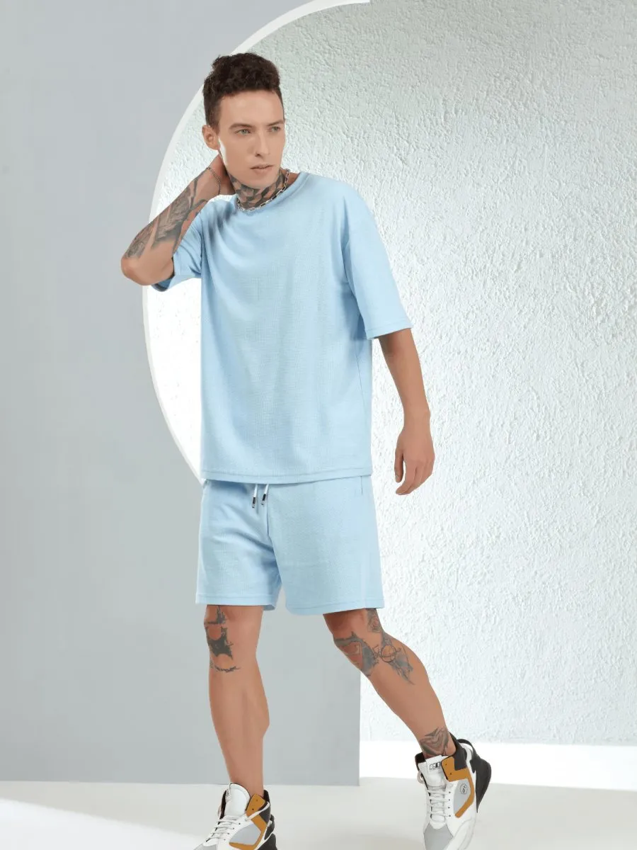 Waffle Oversized Ice Blue Co-ords