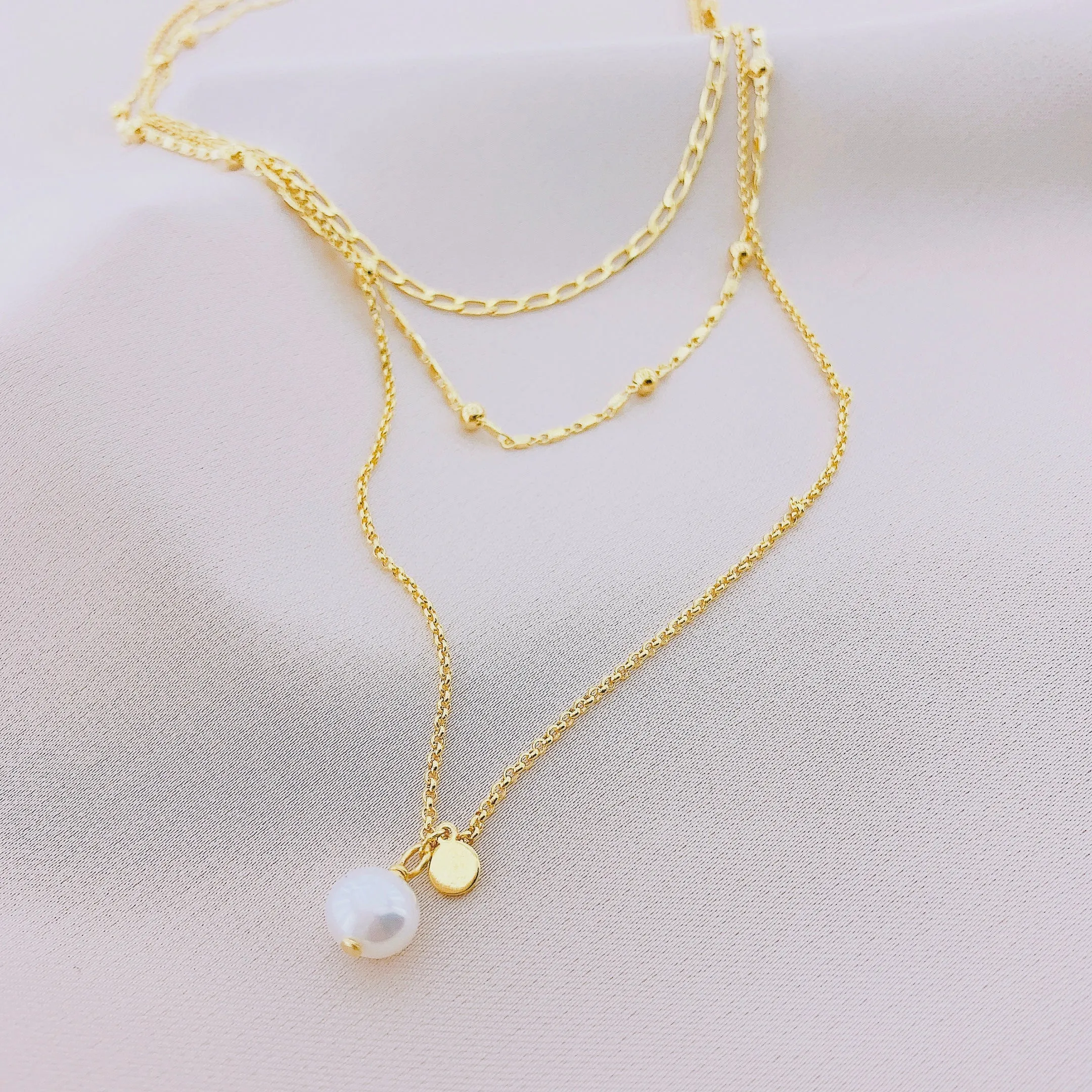 Women's Long Layer Chain Pearl Necklace