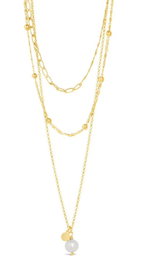 Women's Long Layer Chain Pearl Necklace