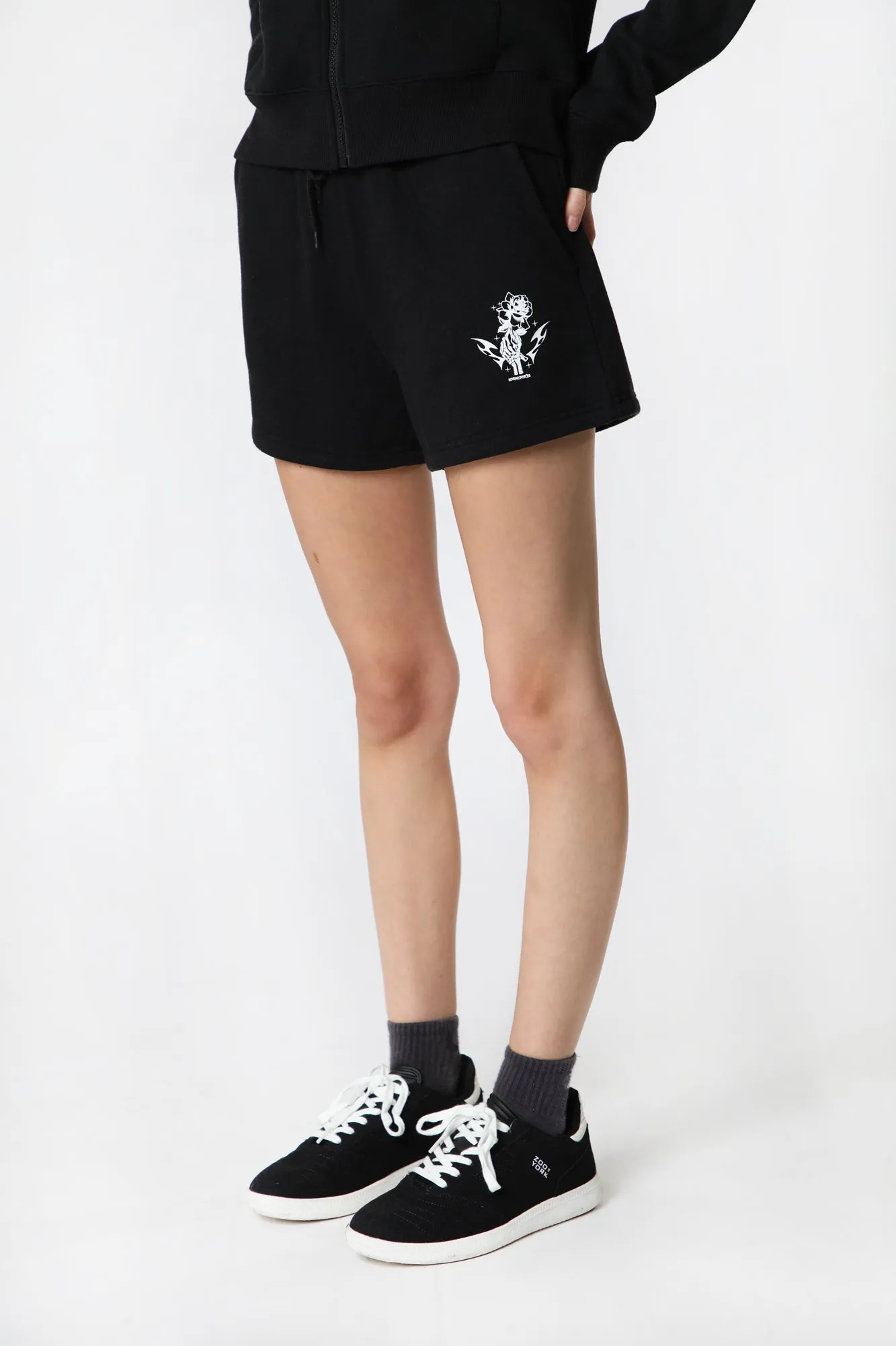 Womens Sovrn Voices Black Basic Fleece Shorts