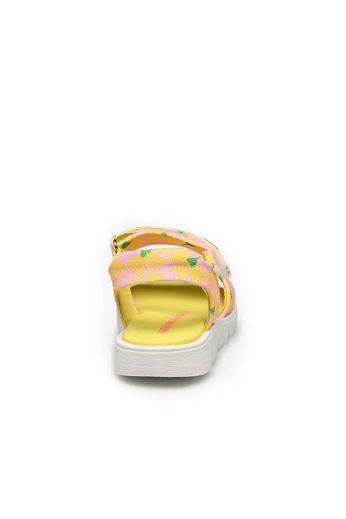 Yellow on Pink Flower Sandals