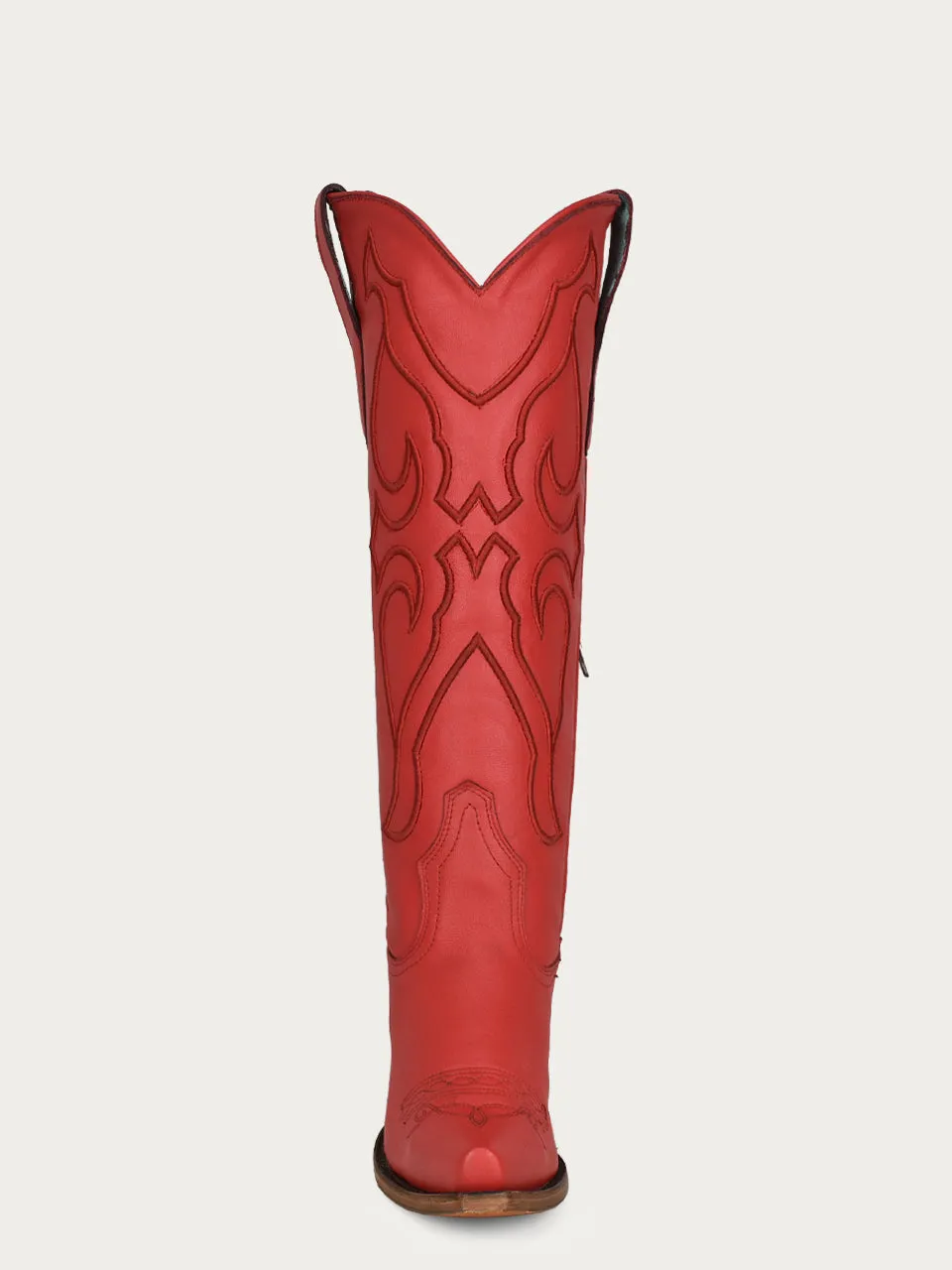 Z5076 - WOMEN'S RUBY RED EMBROIDERY TALL TOP SNIP TOE COWBOY BOOT